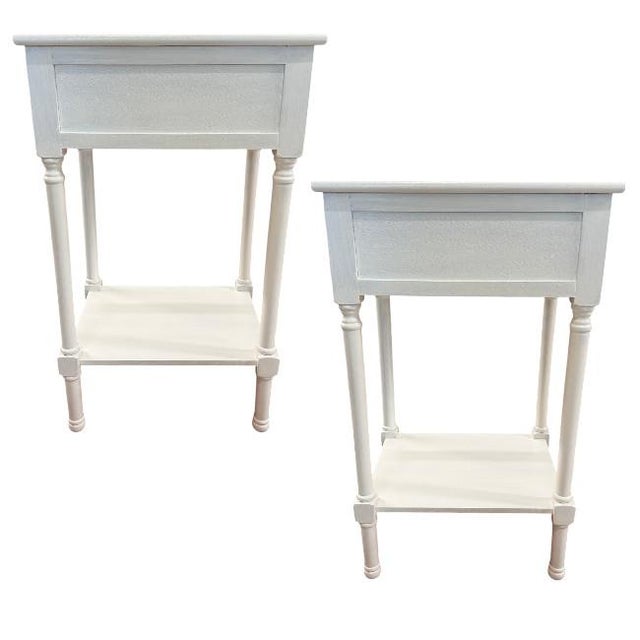Ivory Faux Bamboo One-Drawer Nightstands – Pair For Sale - Image 8 of 8