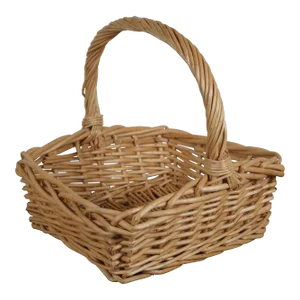 Mid 20th Century Vintage Woven Reed Willow Country Farmhouse Harvest Gathering Basket