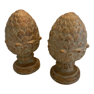 Vintage Hand-Carved Stone Acorn Bookends- a Pair For Sale