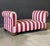 This antique French daybed is freshly upholstered in 100% Belgian linen with a thick Ruby stripe, rotary screen printed in...