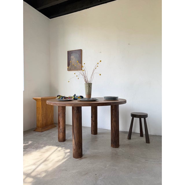 Mid-Century Modern Constructivist Round Table in Walnut, 1950s For Sale - Image 3 of 18