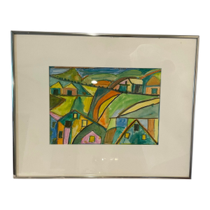 Ruza Erceg Geometric Landscape Watercolor on Paper
