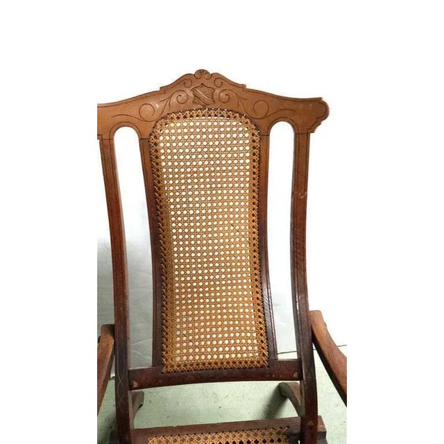 Antique Folding Luxury Wood Cane Steamer Deck Chair, Circa 1890