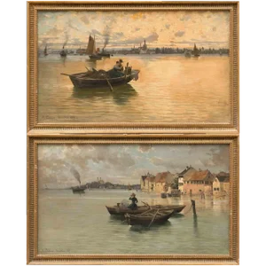 Karl Adolf Wilhelm Chelius, Romantic Bavarian Paintings, 1889, Oil on Canvas, Framed, Set of 2