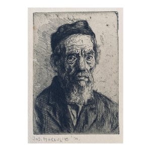 Joseph Margulies1920 Austrian American Artist Judaica Portrait Etching Jewish Rabbi Antique Art