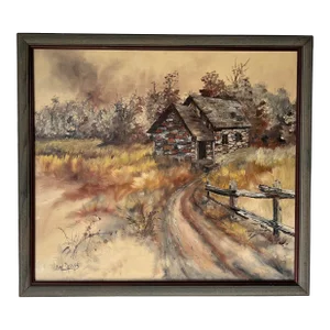 70's Lydia Darvas " Hamburg Ny " Impressionist Oil Painting, Framed
