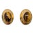 Vintage Signed Alexis Kirk Oval Goldtone Faux-Tiger's Eye Clip Earrings- 2 Pieces For Sale