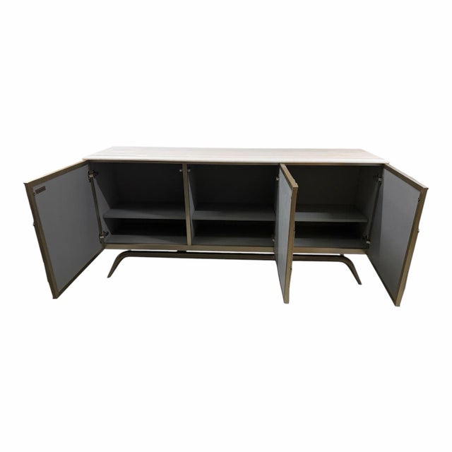 Global Views Triangle Cabinet in Antique Silver With Australian White Marble Top For Sale In Dallas - Image 6 of 8