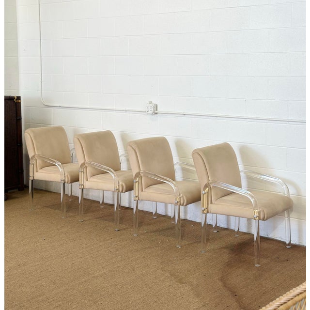 1980s Lion in Frost for Hill Manufacturing Lucite Dining Chairs - Set of 4 For Sale In Detroit - Image 6 of 14