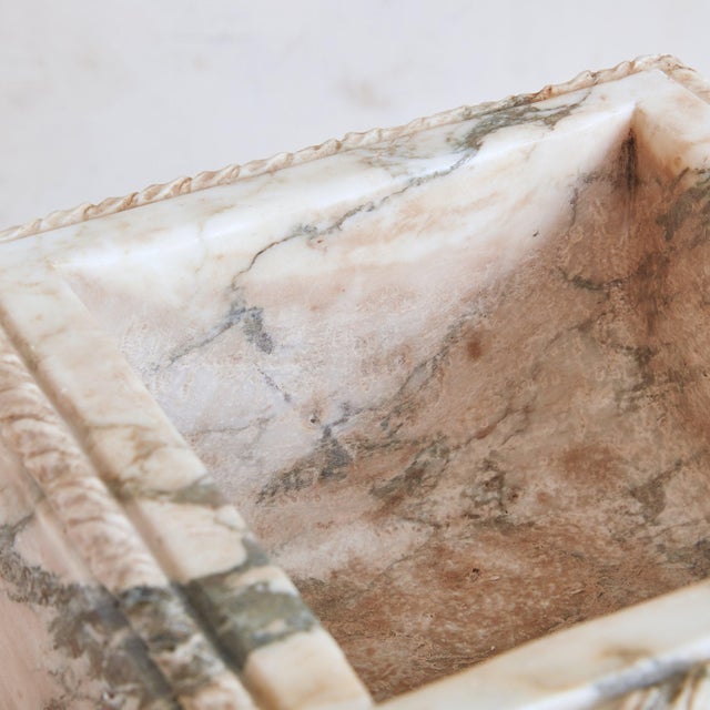 Modern White Carrara Marble Square Planter, France 20th Century For Sale - Image 3 of 11