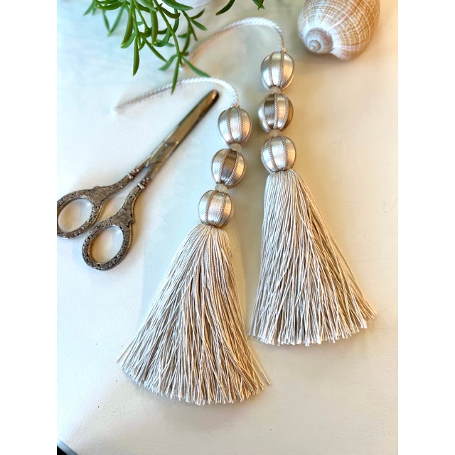 Wood Ivory Beaded Key Tassel - H - 7.5 Inches For Sale - Image 7 of 14