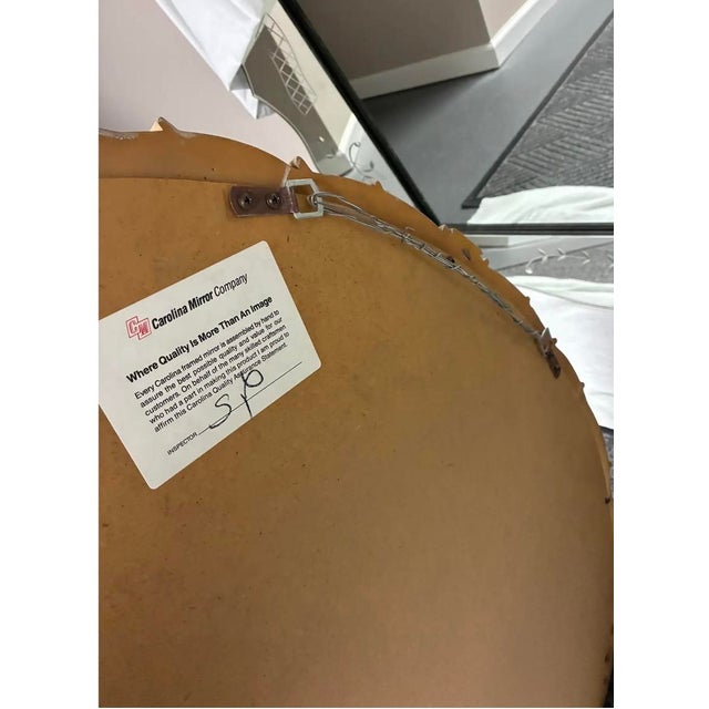 Beige Vintage Carolina "Palm Frond" Oval Wall Mirror For Sale - Image 8 of 8