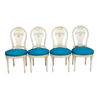Louis XVI Style Montgolfier Ballon Back Dining Chairs- Set of 4 For Sale