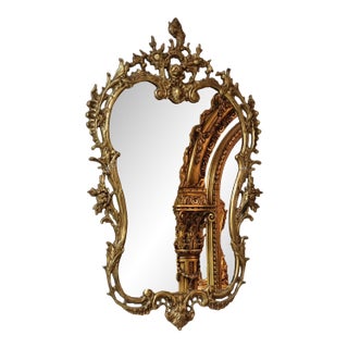 Baroque Wall Mirror With Hand-Carved Gold Leaf Frame For Sale