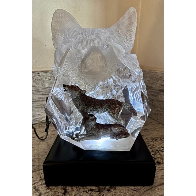 Kitty Cantrell “Devotion” Limited Edition Lucite & Pewter Wolf Sculpture With Lighted Base For Sale In Los Angeles - Image 6 of 17