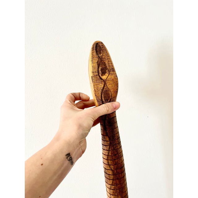 1980s Vintage Articulated Wooden Hand Painted Snake Sculpture, South America, 1980s For Sale - Image 5 of 11