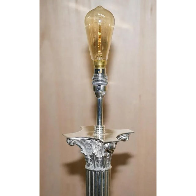 Vintage Silver-Plated Corinthian Pillar Floor Lamp with Paw Feet For Sale - Image 10 of 15