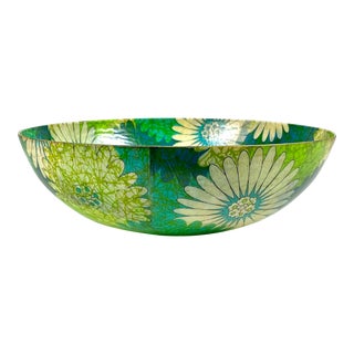 Mid Century Boho Chic Fiberglass Floral Bowl For Sale
