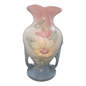 Vintage 1940's Hull Art Pottery Magnolia Vase Matte Finish Double Handle 9.5"