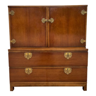 1950s Bengar by Drexel Mid Century Modern Step-Back Cherry Chest of Drawers For Sale
