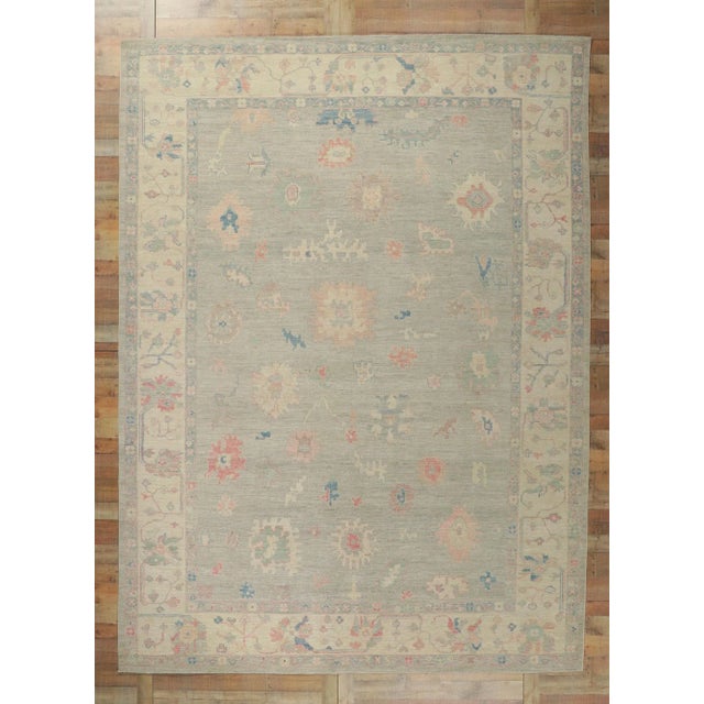 Light Gray Oushak Style Area Rug, 10'01 X 13'09 For Sale - Image 8 of 10