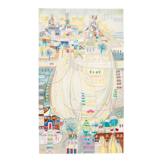 Heshi Yu, "The Town", Folk Art Landscape Print For Sale