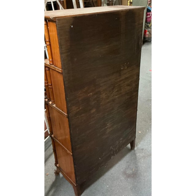 1970s Regency Revival Faux Bamboo Carved Walnut Bookcase For Sale In Atlanta - Image 6 of 7