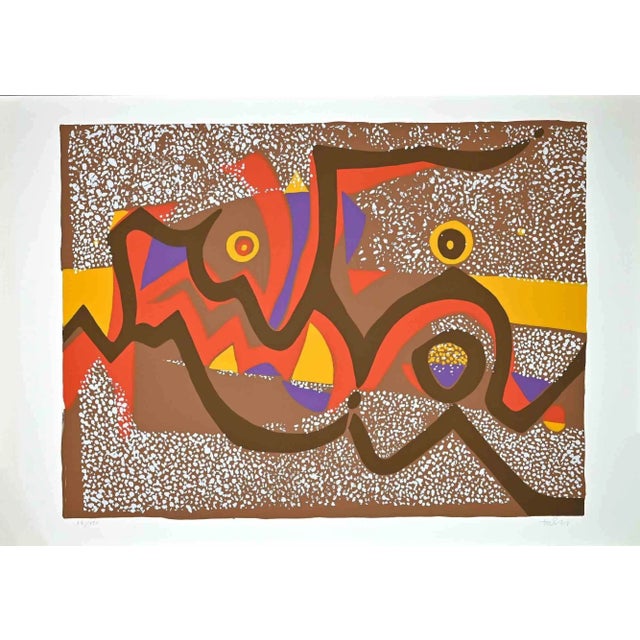 Brown Composition is a colored serigraph on paper, realized in the 1970s by the Italian artist Wladimiro Tulli. Hand-...