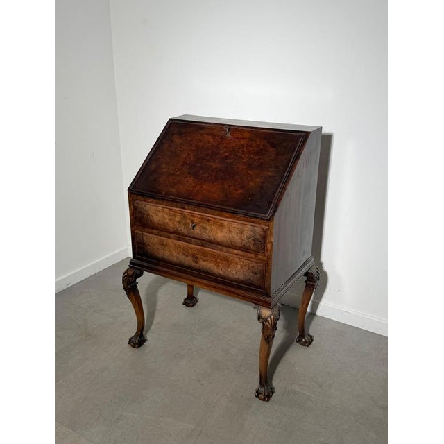 Antique Chippendale Secretary in Burlwood Veneer For Sale - Image 3 of 5