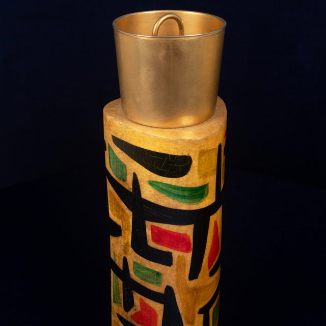 1940s Mod. 796D Parchment Thermos with Abstract Decoration by Aldo Tura, 1940 For Sale - Image 5 of 18
