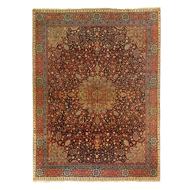 Navy Blue Late 19th Century Navy Blue Fine Hand Knotted Persian Antique Kermanshah For Sale - Image 8 of 9