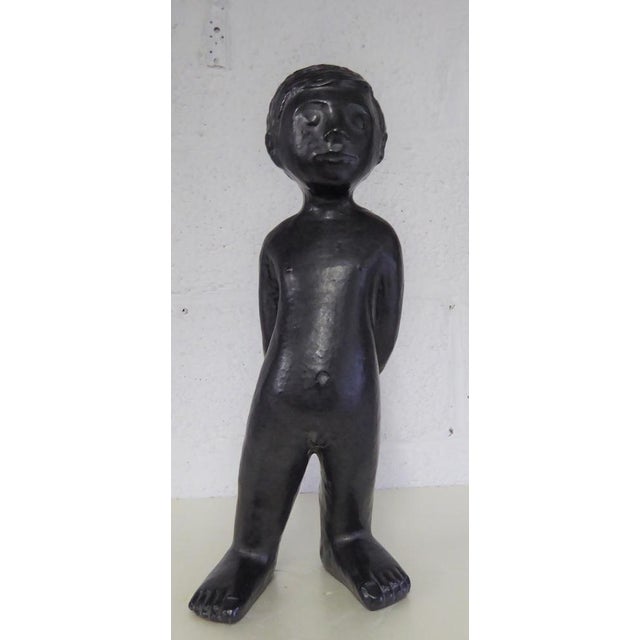 Ceramic Boy Sculpture attributed to Elie Van Damme for Perignem, 1960s For Sale - Image 6 of 15