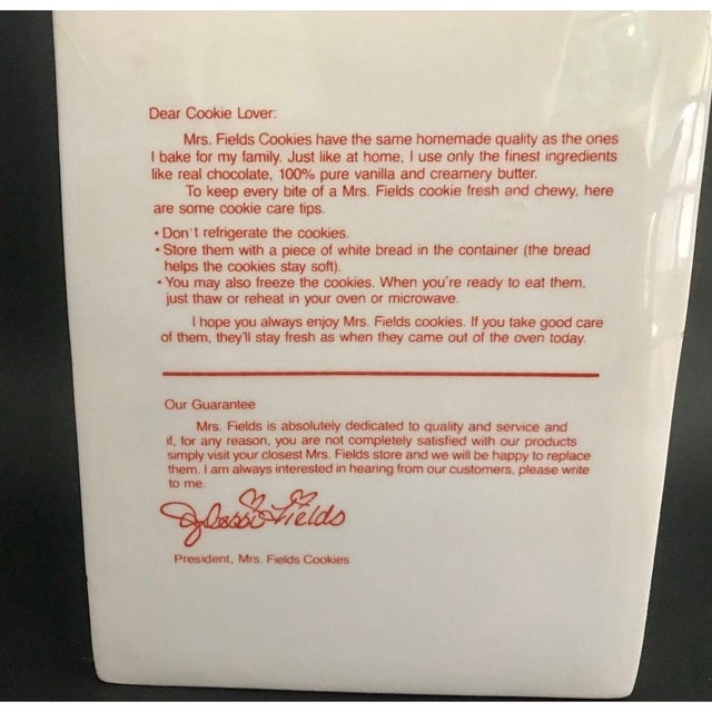 Large Vintage Mrs. Fields Ceramic Cookie Jar – Paper Bag Shape, Red Polka Dots, Retro Kitchen Decor For Sale In Miami - Image 6 of 10