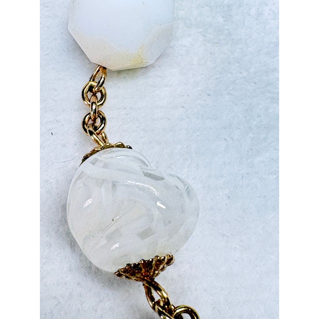 Vendôme 1950s–60s Glass Bead Necklace & Earrings | White Ab & Filigree Set, 3 Pieces For Sale - Image 13 of 14
