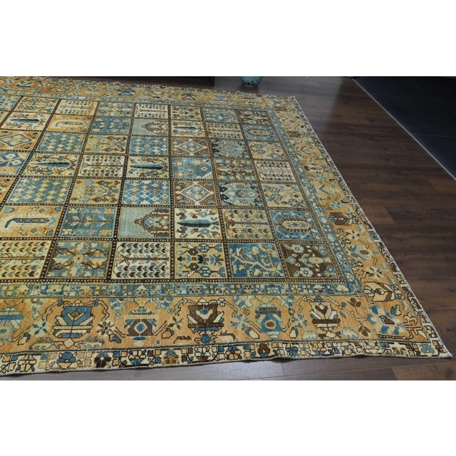1970s Vintage Persian Handmade Wool Cotton Blue Area Rug For Sale - Image 4 of 11