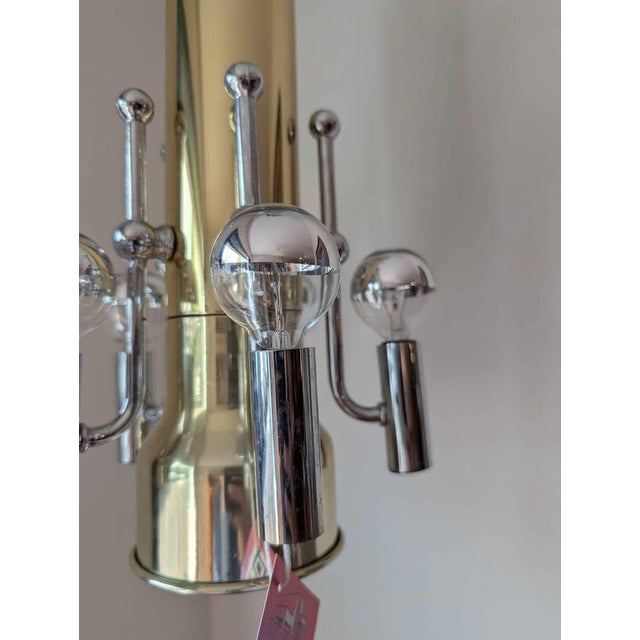 1960s 1960s Styles Mid-Century Modern Brass & Chrome Swag Light Chandelier by La Lighting For Sale - Image 5 of 6
