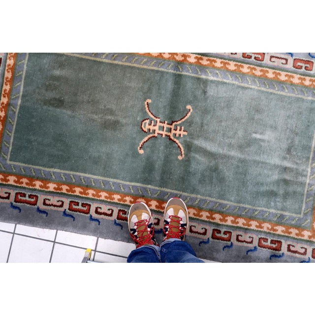 1960s 1960s, Vintage Tibetan Art Deco Handmade Rug 4 X 6 For Sale - Image 5 of 12