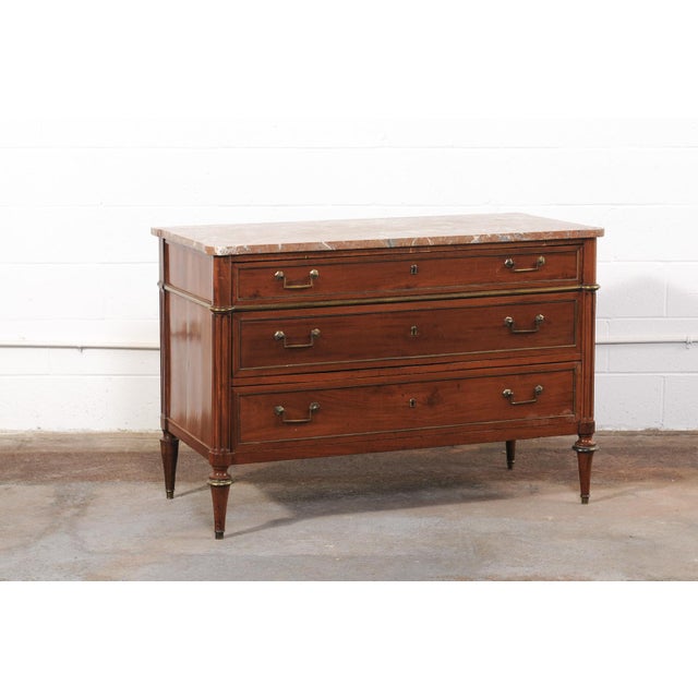 Neoclassical Early 19th Century Neoclassical Period French Marble Top Chest For Sale - Image 3 of 12