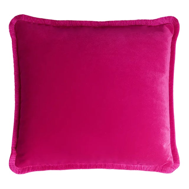 Happy Pillow in Velvet Fuchsia from Lo Decor For Sale