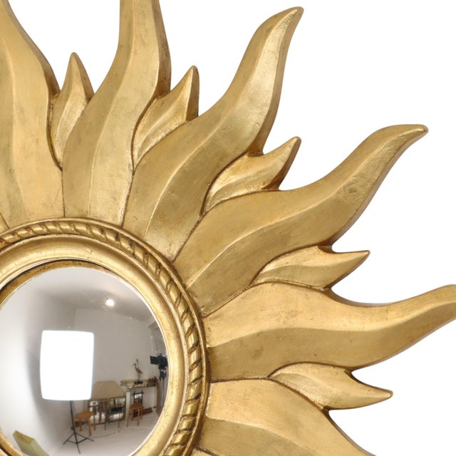 Vintage Convex Gilt Sunburst Witch Mirror, 1960s For Sale - Image 6 of 18