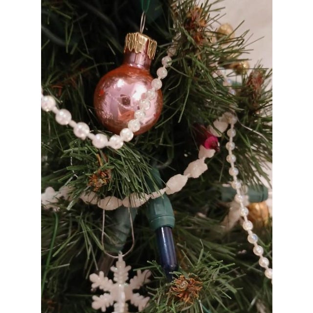 Whimsical Victorian Mini Christmas Tree 19” Tabletop Lights Ornaments Gold Pot For Sale - Image 15 of 17