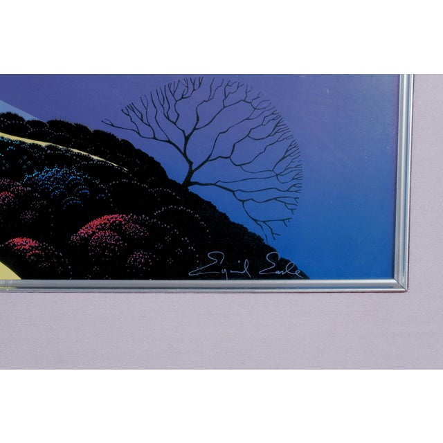 Dark Green 1989 Eyvind Earle "Barns by the Sea" Artist Hand Signed & Numbered 45/80 Very Hard to Find Limited Edition Framed and Matted Serigraph For Sale - Image 8 of 15