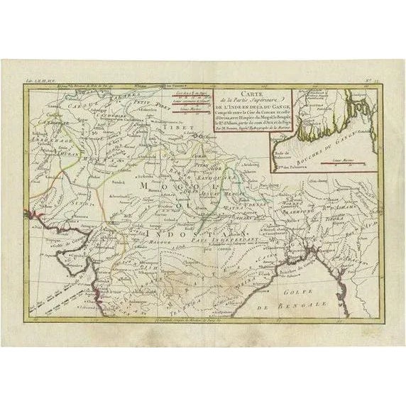 Late 18th Century Antique Map of Northern India by Bonne, 1780 For Sale - Image 5 of 5
