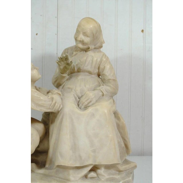 Italian Early 20th Century E Battiglia La Favola Della Nonna Alabaster Italian Sculpture Tale of Grandma For Sale - Image 3 of 13