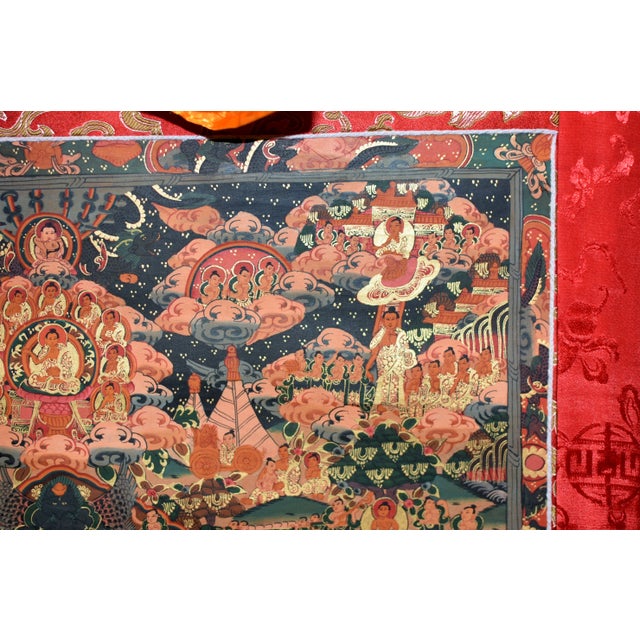 Tibetan Thangka Hand Painted Amitabha For Sale - Image 9 of 13