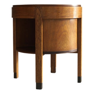 Dutch Art Deco Oak Accent Table with Storage, 1920s For Sale