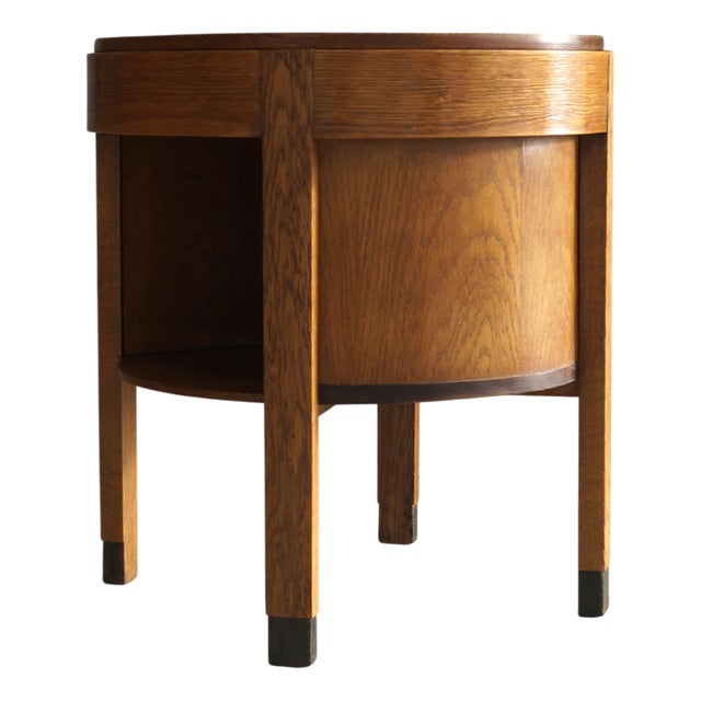 Dutch Art Deco Oak Accent Table with Storage, 1920s For Sale