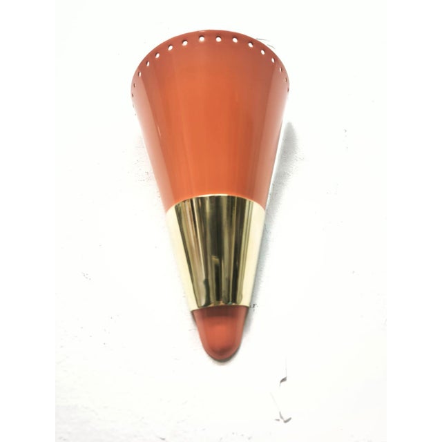 Orange Sputnik Wall Lamp with Gold Band, 1960s For Sale - Image 9 of 9