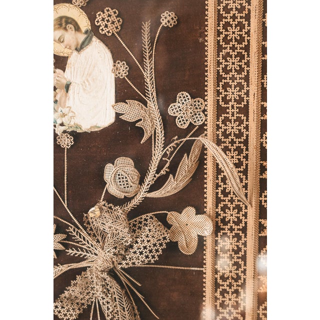 Glass Devotional Painting, 14th Century, Perforated Paper, Framed For Sale - Image 7 of 14