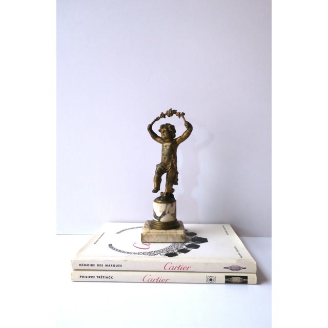 Renaissance French Gold Gilt Bronze and Marble Male Sculpture, 19th C France For Sale - Image 3 of 12